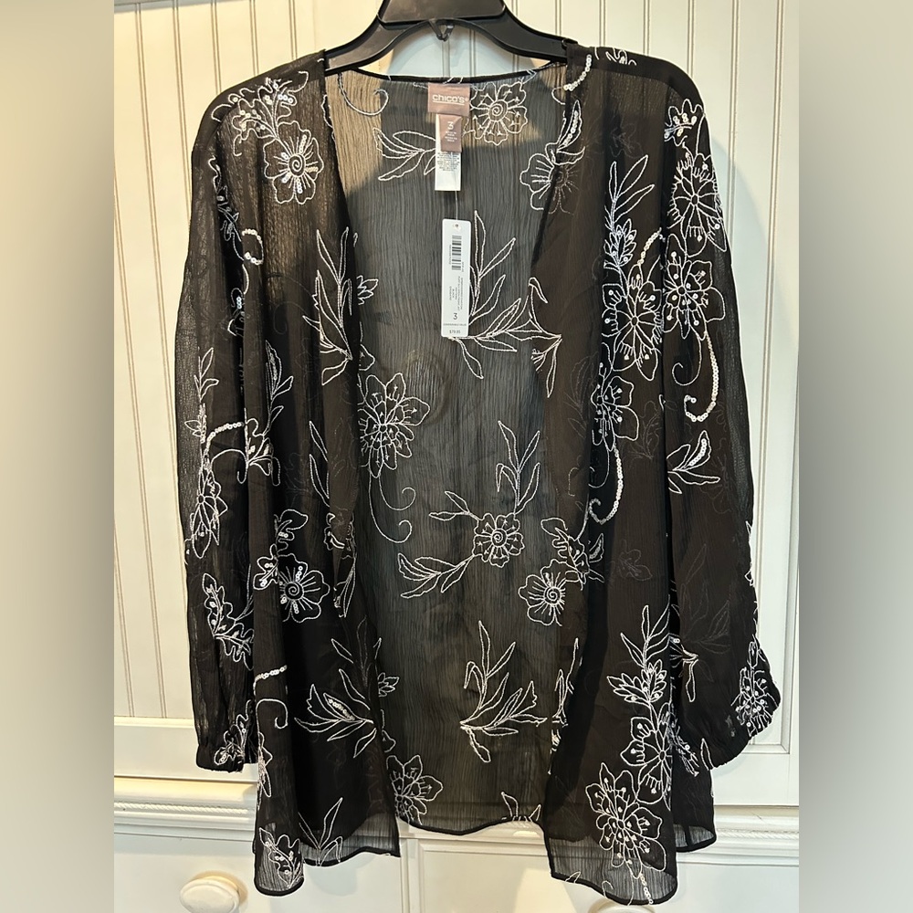 Black Sheer Floral Jacket